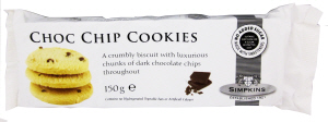 Simpkins Choc Chip Cookies, 150g pkt