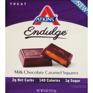 Atkins US Endulge Milk Chocolate Caramel Squares box